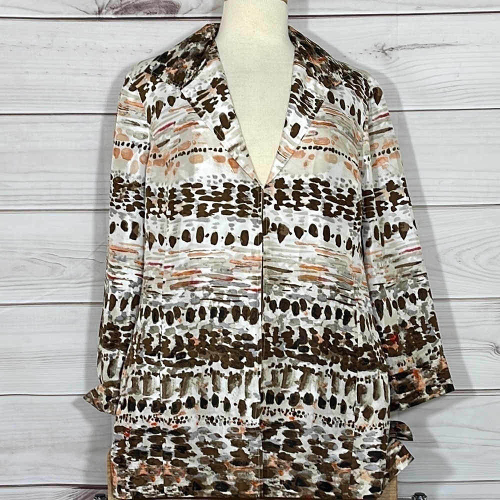 Silk Chico's Multi-Color Watercolor Jacket Size Large/12/Chico's 2
